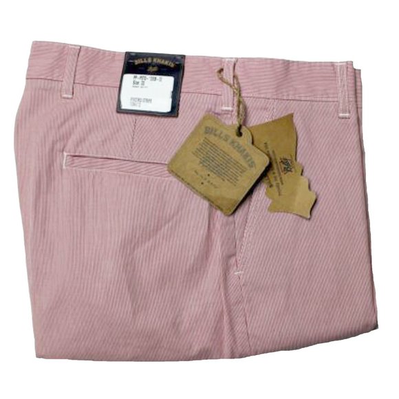 NEW $135 Bills Khakis Parker Pincord Pants!Thin Red White StripesCottonUSA